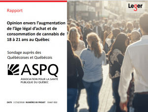 Sondage ASPQ-Léger portant sur certains aspects de la légalisation du cannabis au Québec
